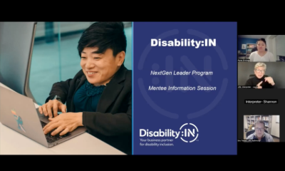 Webinar screenshot from Zoom showing a person using a laptop