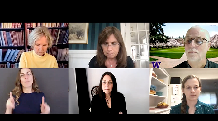 Screenshot of Zoom webinar speakers