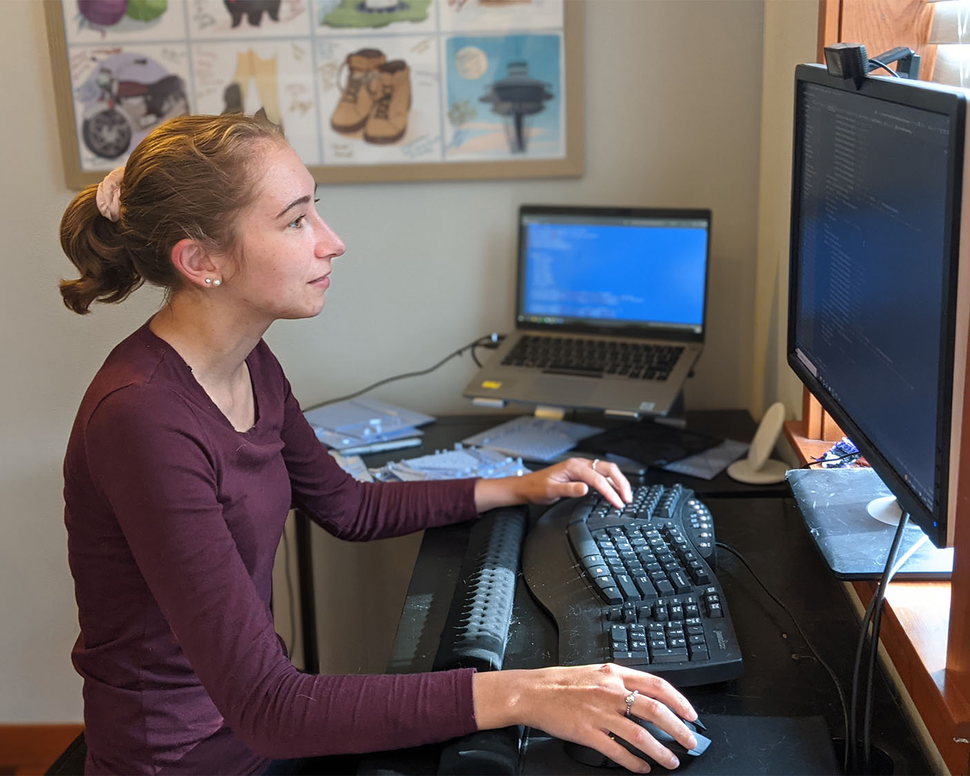 A woman working at a computer