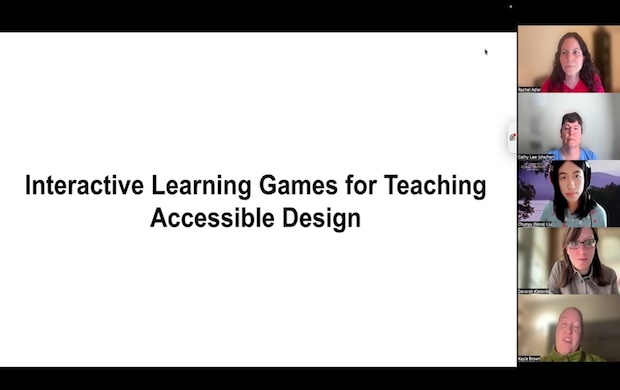 Interactive Learning Games webinar title slide with speakers visible on the righthand side of the screen.