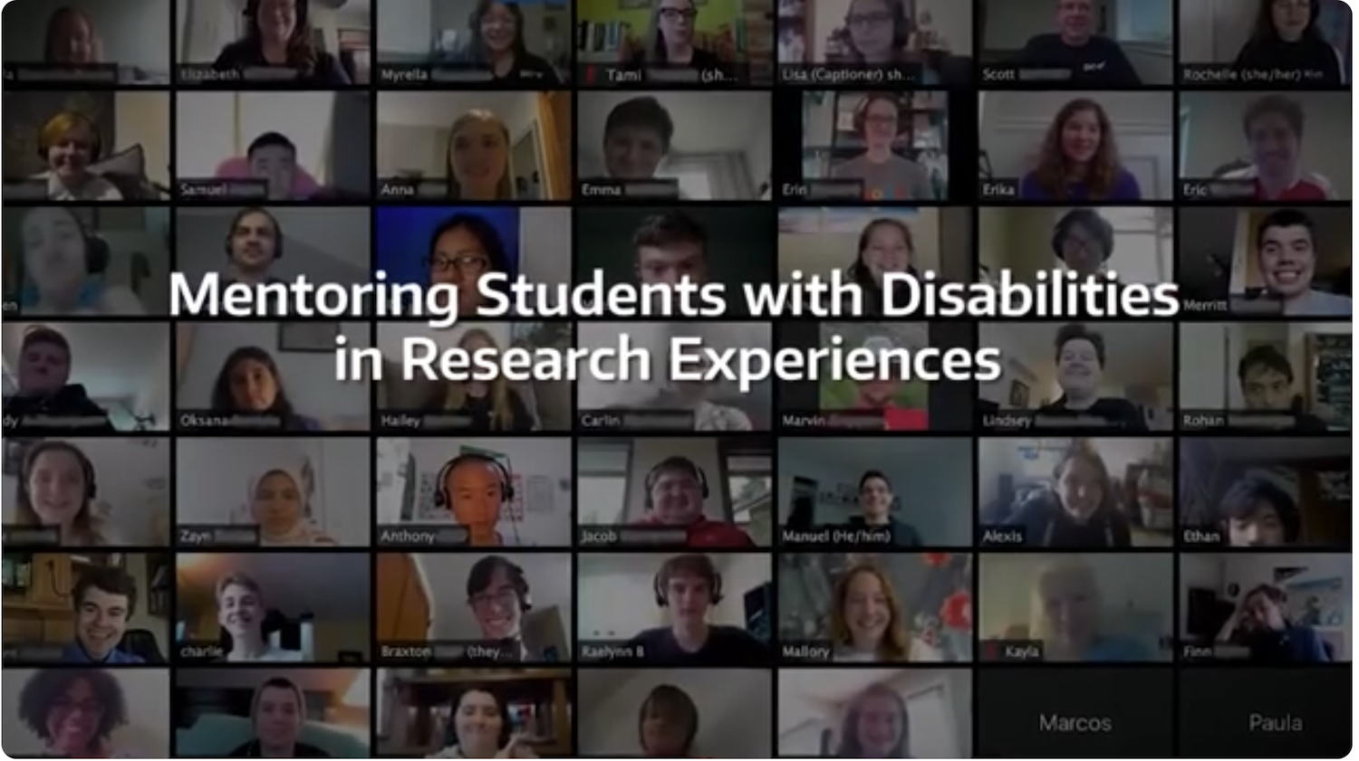 This is the image for Mentoring Students with Disabilities in Research Experiences video